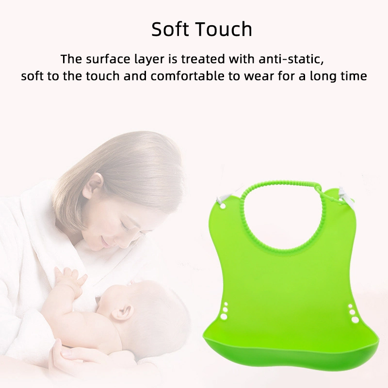 Nuevo sin BPA de silicona portátiles Productos infantiles Infantiles personalizados impermeable fácil de limpiar los productos baberos de silicona