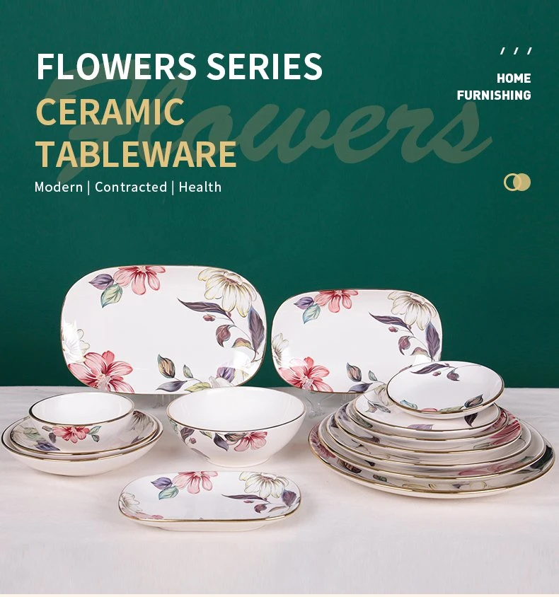 Flower Pattern Home Ceramic Dinner Set Dinnerware