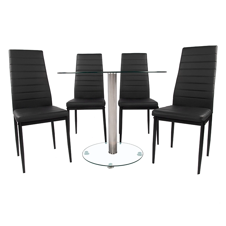 Modern Wholesale/Supplier Round-Shape Table Garden Dining Tempered Glass Top Stainless Steel Leg Dining Table