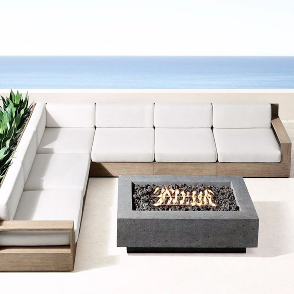 Modern Villa Furniture Outdoor L Shape Wooden Sofa Garden Patio Sectional Sofas