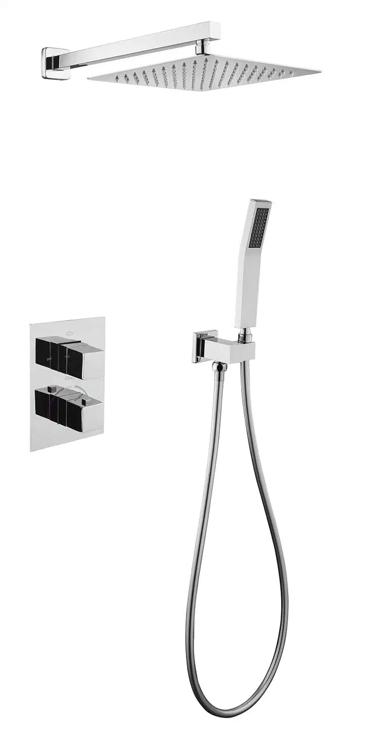 North American Styles Concealed Wall Mounted Square Round Handheld Shower Mixer Double Functions Chromed and Matt Black Gold Color