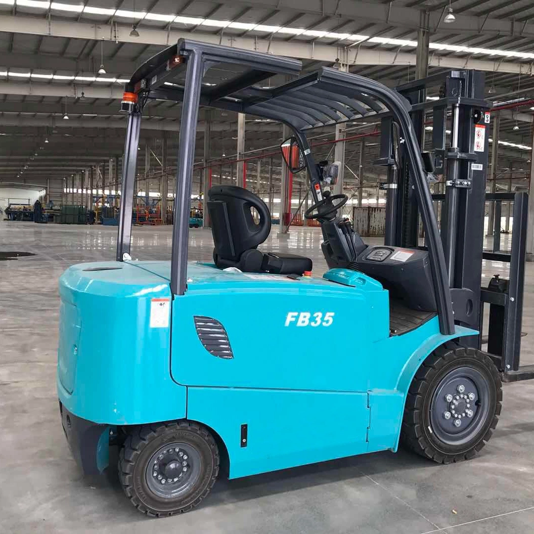3 Ton 3.5 Ton 4 Wheel Electrical Forklift with Side Shift and Triplex Container Mast Battery Electric Forklift Truck