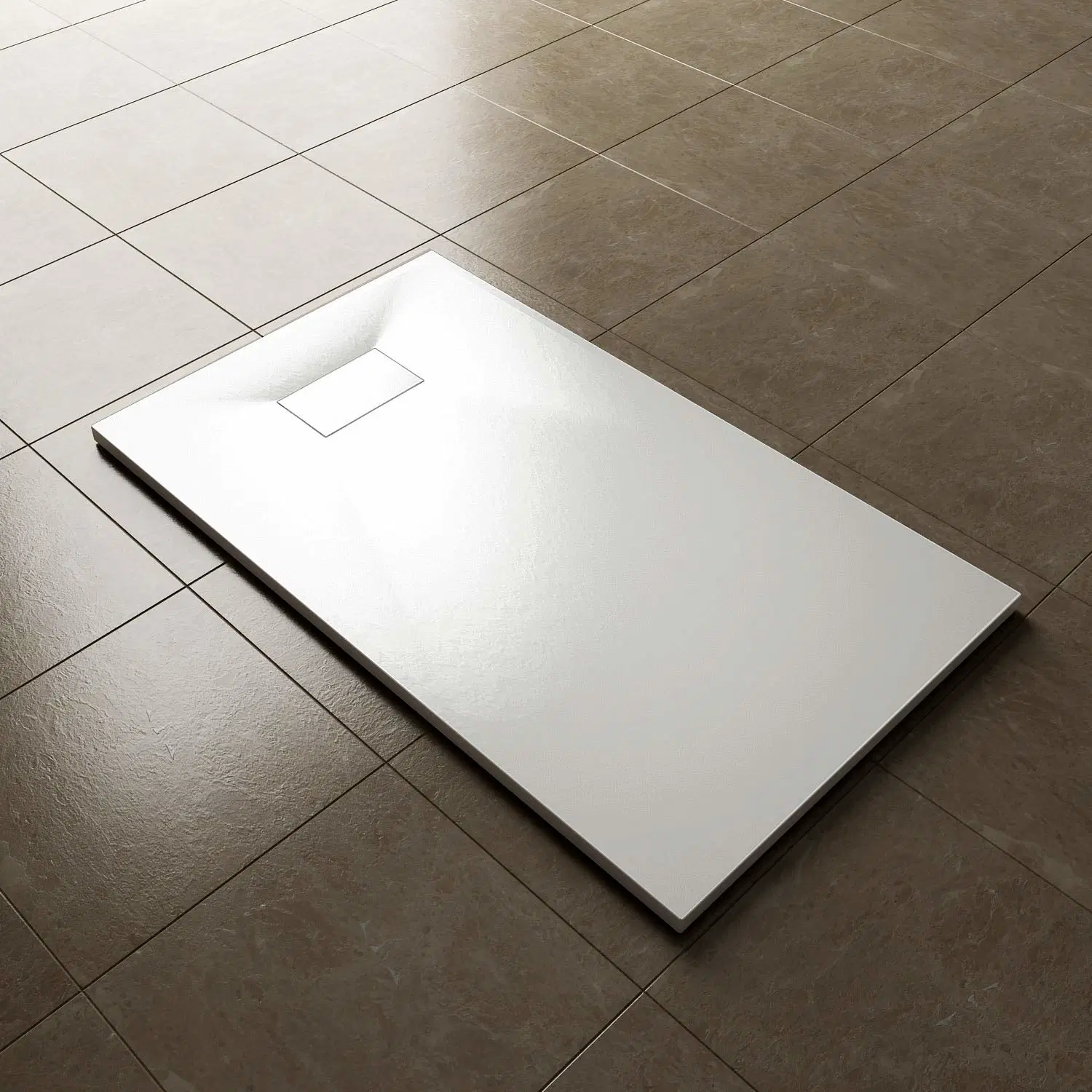 Rectangular White SMC Tray Shower Base Long with Stone Finish