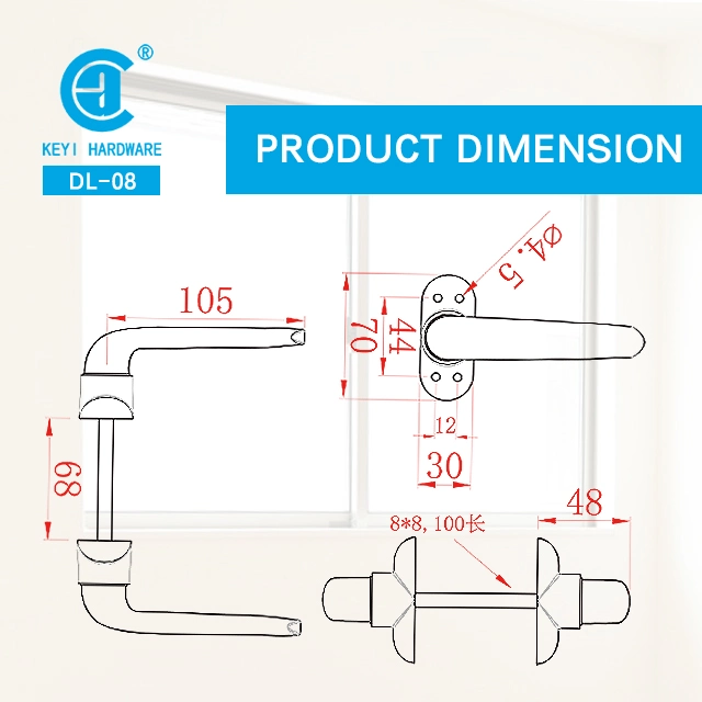 Keyi Metal Dl-08 High quality/High cost performance  Multifunctional Aluminum Door Lever Handle Door Lock Handle