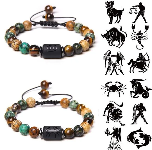 Homme Constellation Bangles Men Cancer Virgo Leo Libra Bracelet Women Friendship Gift Jewelry 12 Zodiac Sign Bracelet