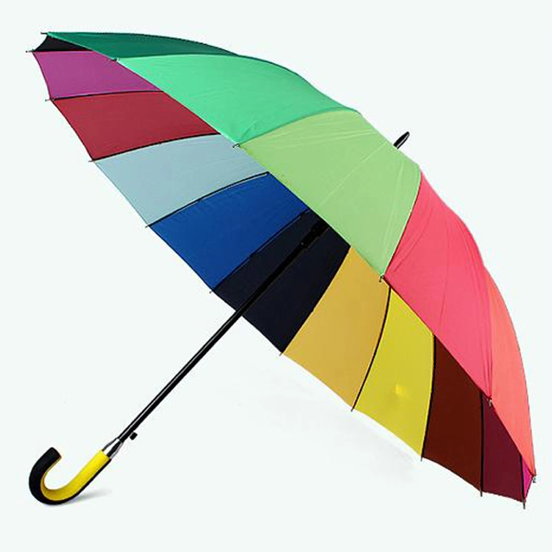 Wholesale J Hook Handle Ladies Gifts Colorful Custom Brand Rainbow Straight Golf Umbrella