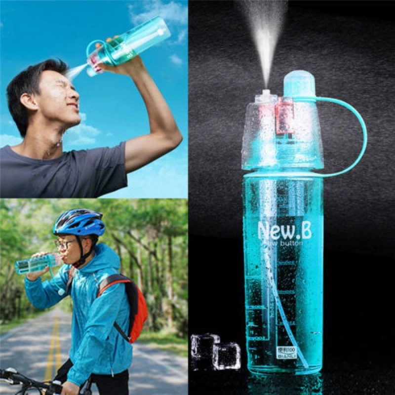 Portable Mist Spray Cooler Creative Button Sports Water Bottle Plastic Cup