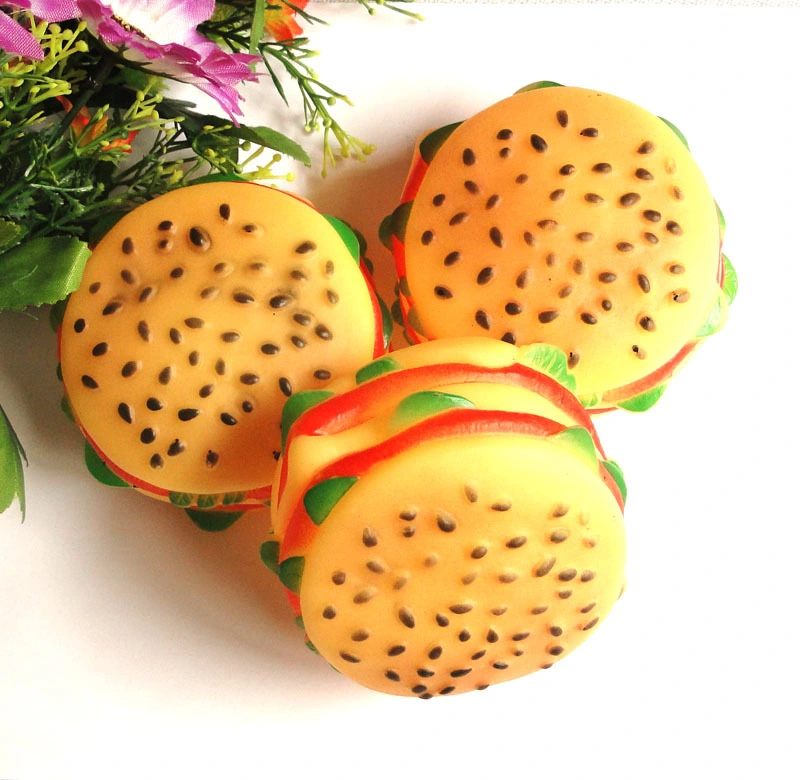 Tc5007 New Durable Soft Vinyl Squeaky Sesame Burger Pet Toy for Dog and Cat