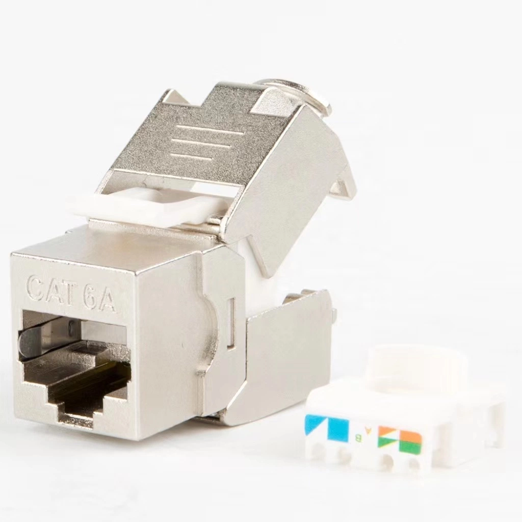 Cat6a RJ45 STP módulo de aleación de zinc sin placa conector Keystone