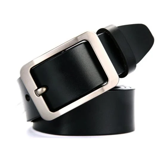 Custom Logo Alloy Pin Buckle Genuine Cowhide Leather Belt
