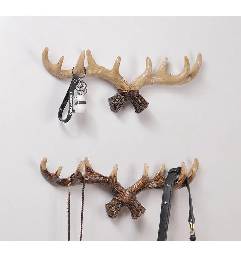 Decoration Antler Hook Deer Head Wall Hanging Key Coat Hook