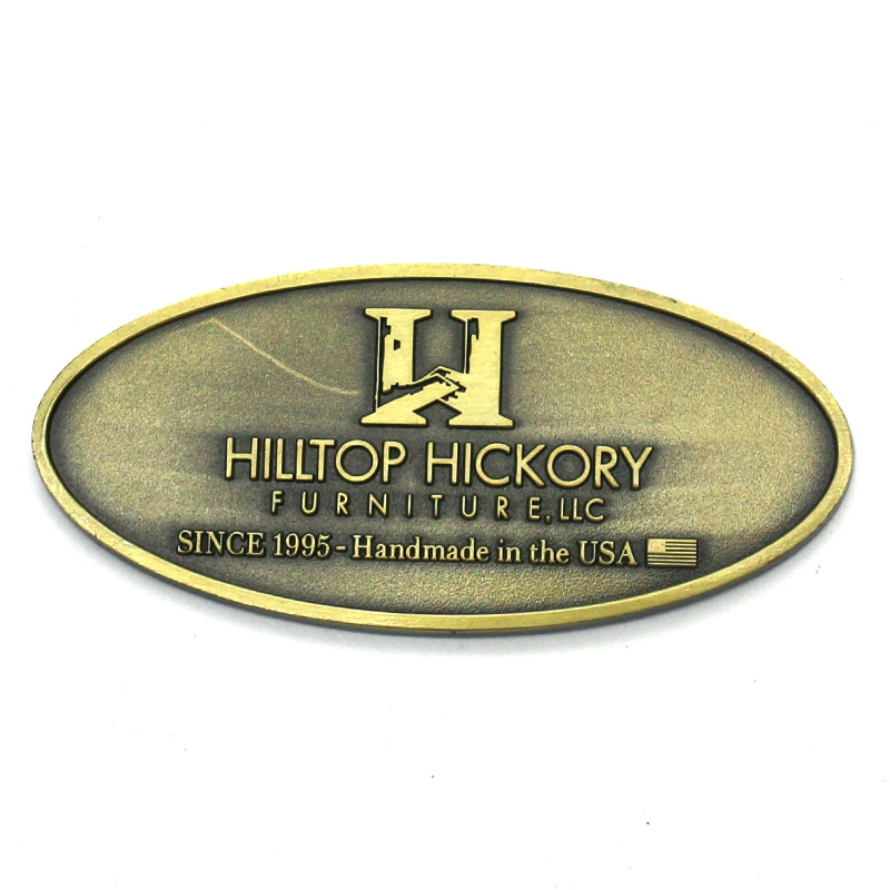 Brushed Surface Brass Name Plate Etched Black Painting Metal Logo Label