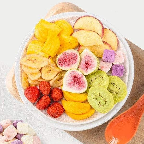 Frutas deshidratadas al por mayor Fd Fresa/Manzana/Pera/Durazno/Mango/Yogur/Piña/Arándano/Kiwi/Frambuesa/Higo/Grosella negra/Arándano rojo/Pitahaya