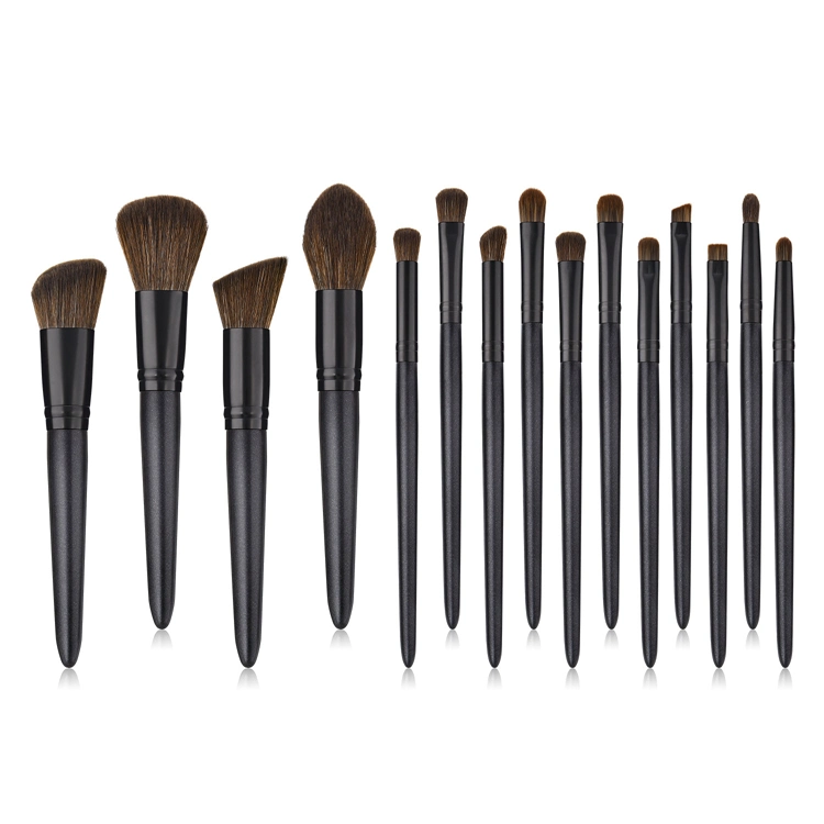 10PCS Makeup Brushes Set Synthetic Hair Black Wooden Handle Eyeshadow Blush Micro Brushes Professional Cosmetic Tools