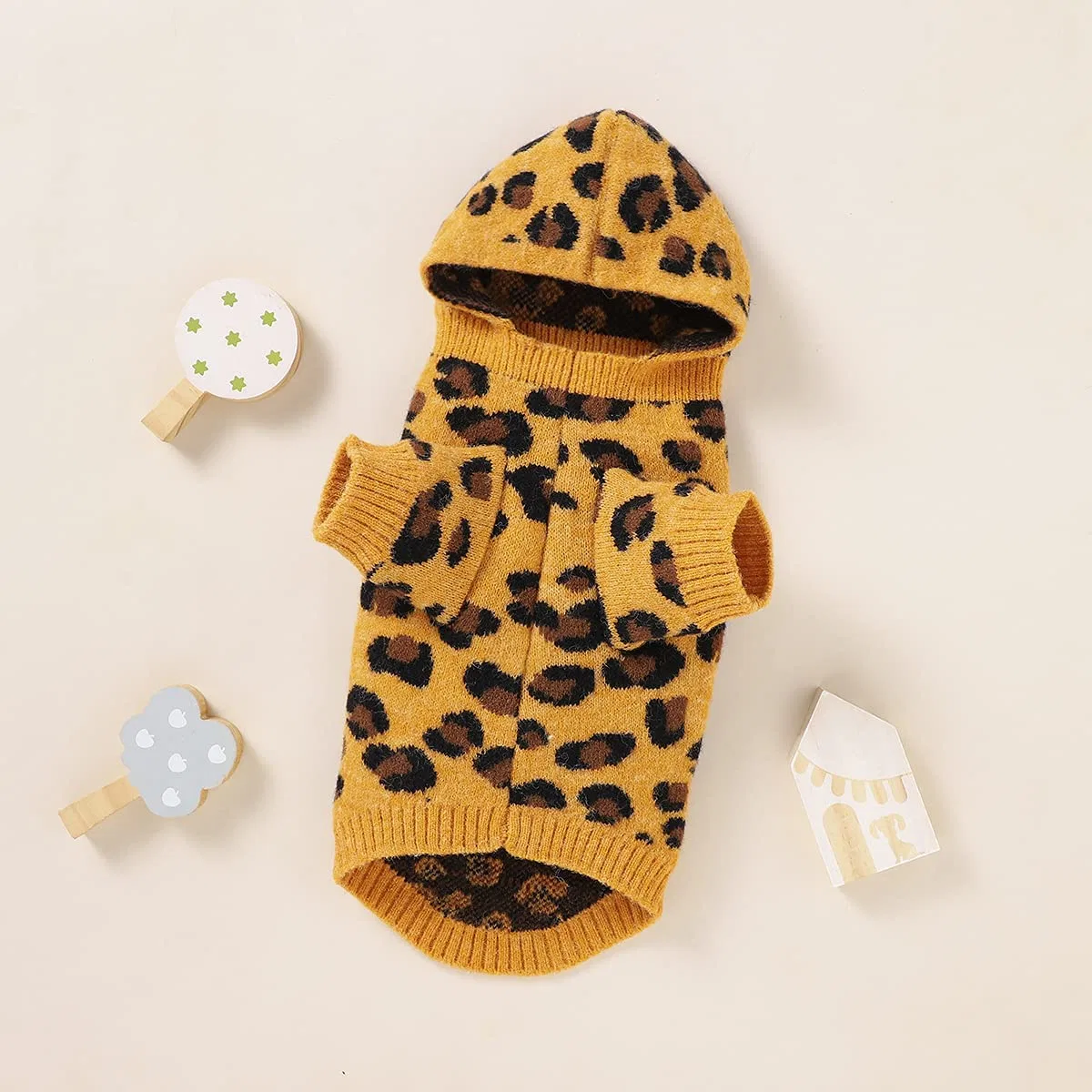 Warme Puppy Leopard Muster Pullover Hundekleidung mit weicher Strickmode Hoodie für doggy Großhandel/Lieferant Außenbekleidung