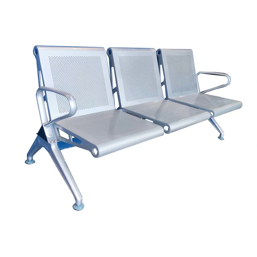 Public Furniture Visitor Steel 3 Seats Bench Airport Hospital Reception Waiting Chair