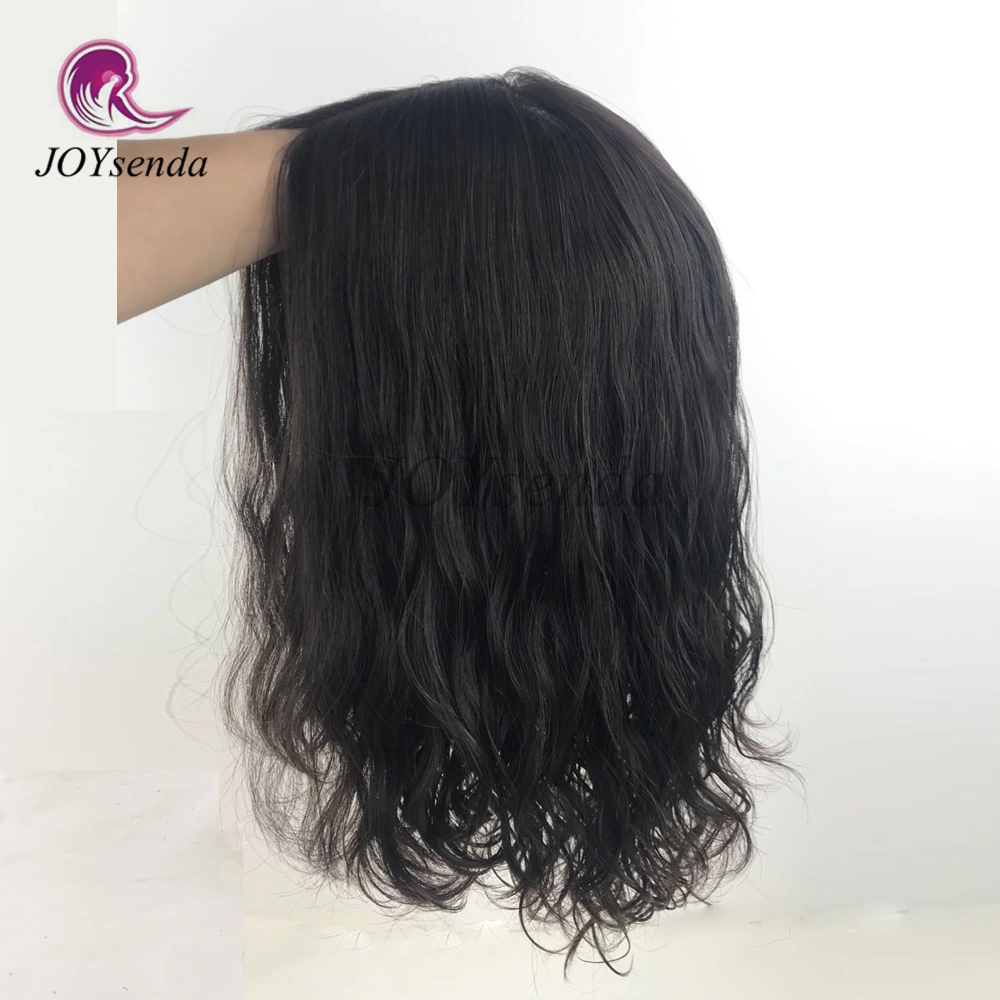 Dark Brown Color Natural Wavy Virgir Human Hair Wig Silk Base Top Jewish Wig Kohser Wigs for White Women