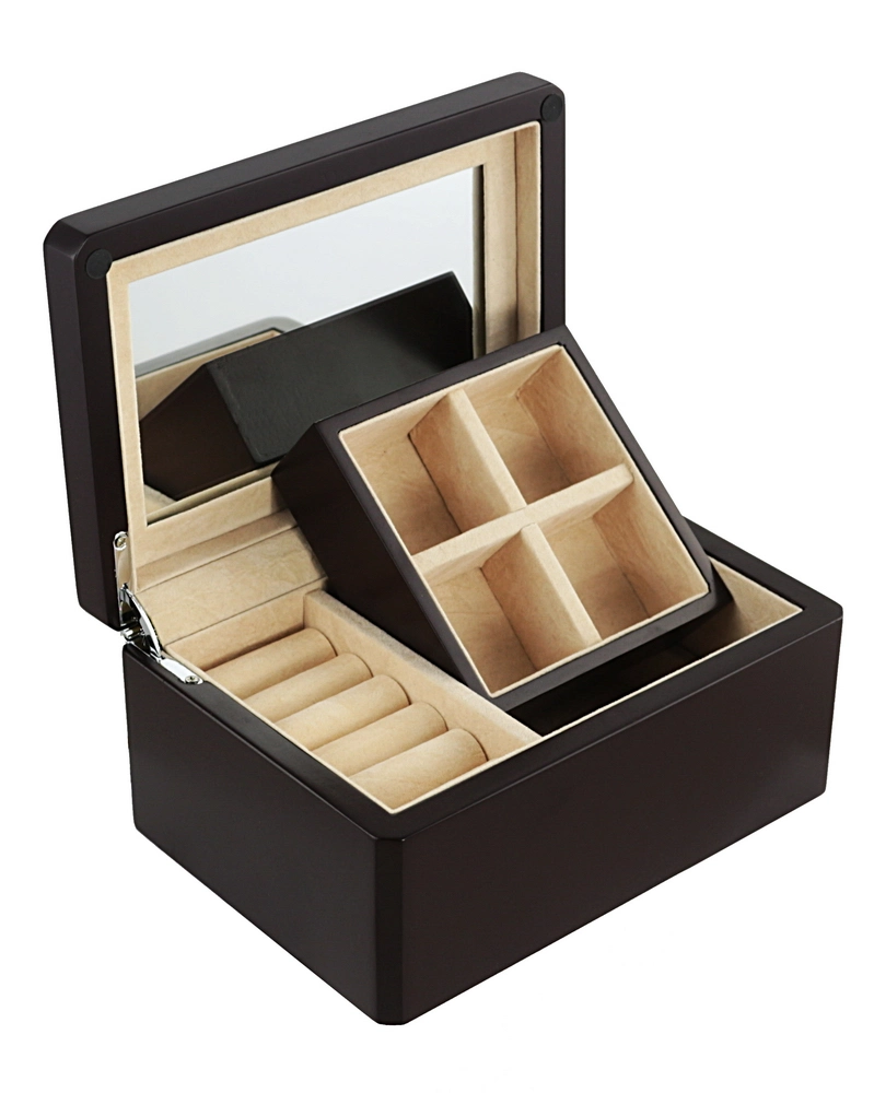 Braun Matt Finish Holzschmuck Organizer Lagerung Geschenkbox Custom Verpackung Uhrenbox