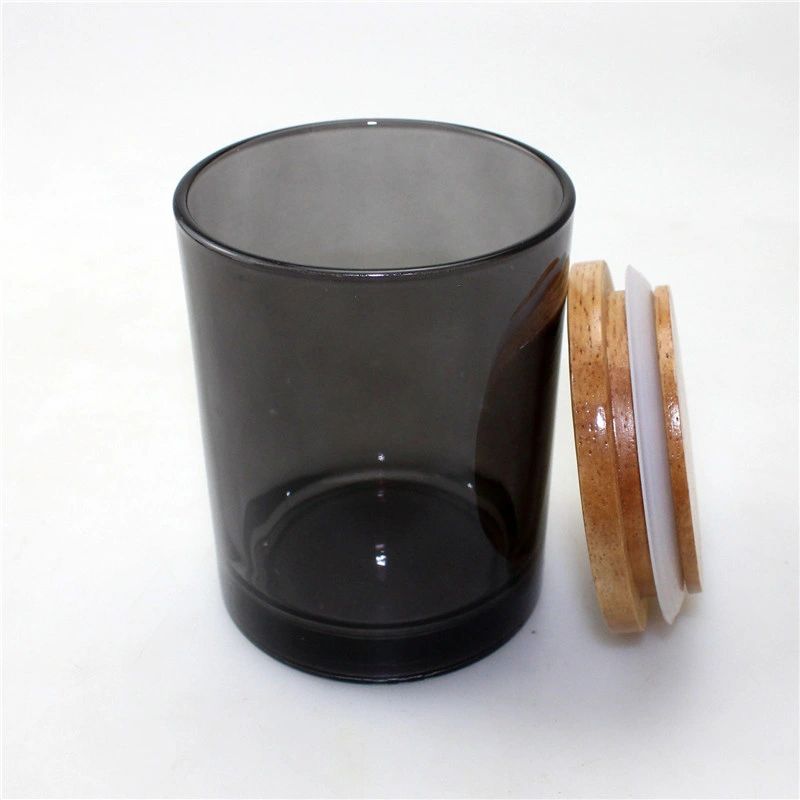 Hot Sale Customized 8oz Transluence Glass Candle Jars with Wood Lid