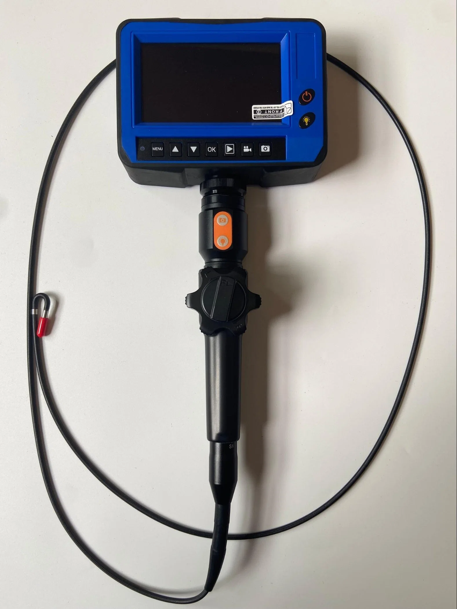 Flexible Industrial Video Endoscope with 3.9mm Probe Lens, 2 Way Articulation, 4.5 Inches Display, a/V Output