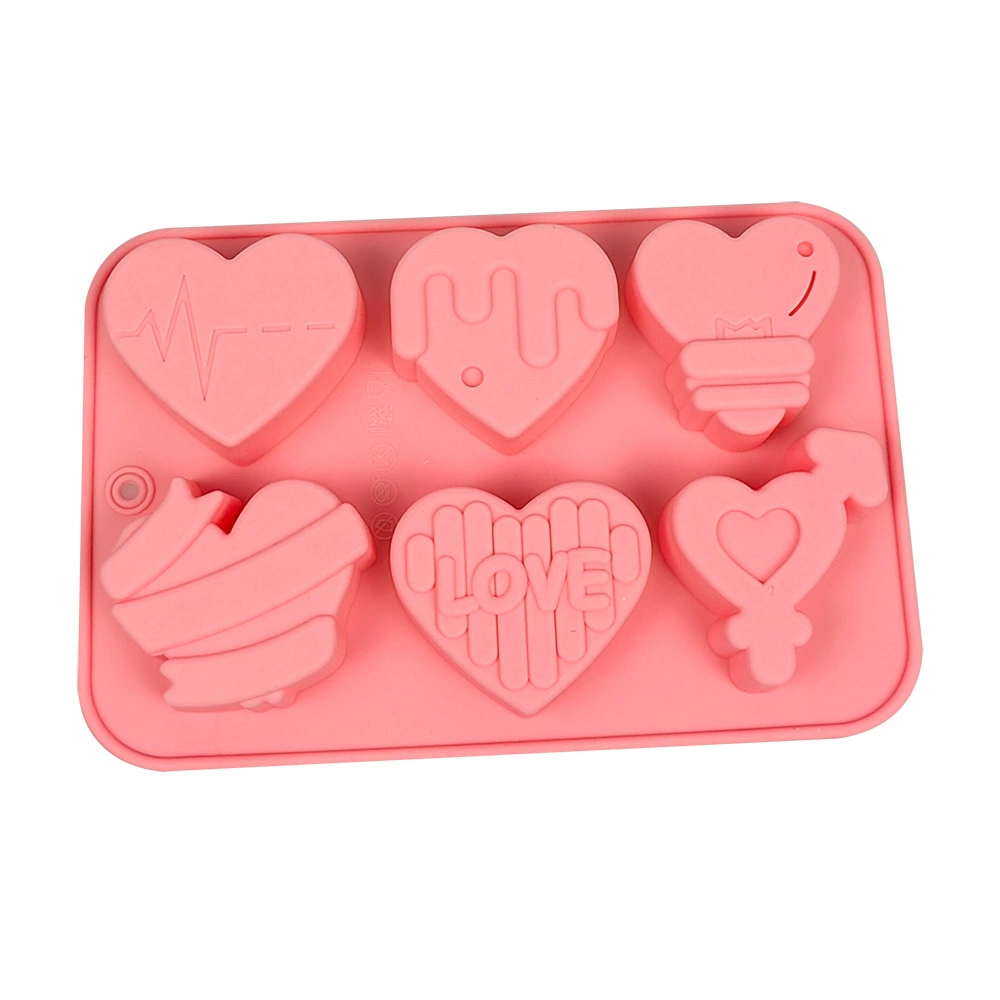 BPA Free Six Holes Love Shape Chocolate Mold Silicone Cake Mold