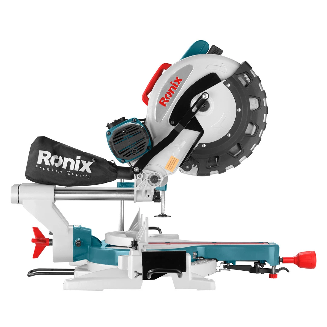 Serra de esquadria com ponteiro laser Ronix 5303 travão eletrónico Serra de esquadria deslizante de alta resistência de 305 mm, 300 rpm, corte afiado