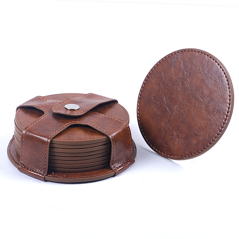 Minimalist Leather Coaster Round Heat Insulation Coffee Tea Cup Mats