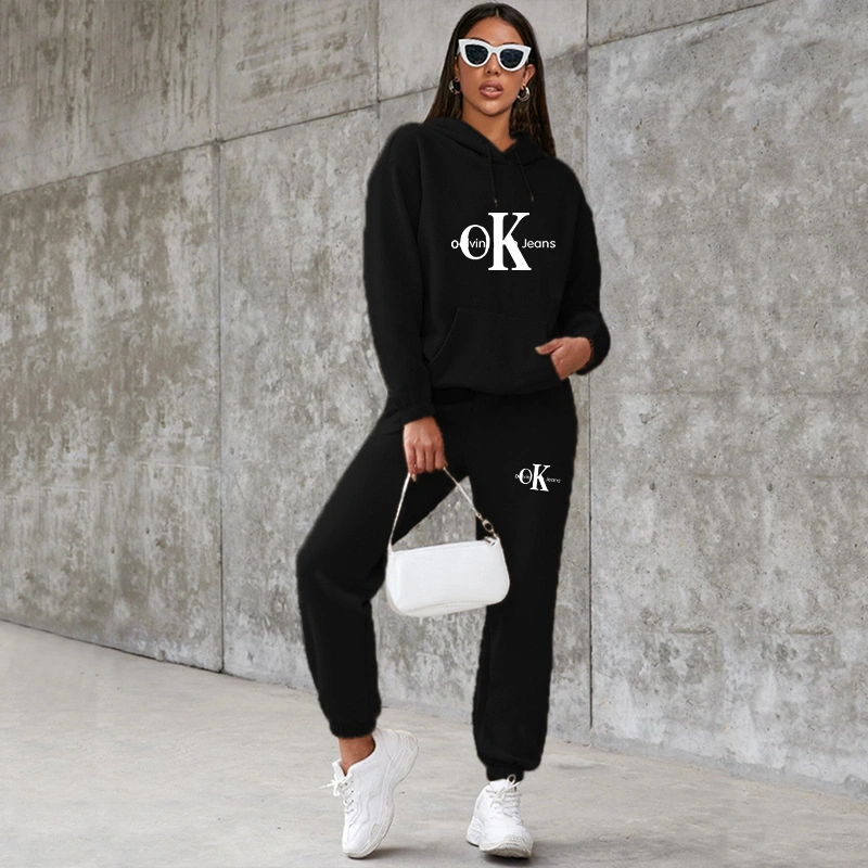 Wholesale/Supplier Women Casual Pullover Sport Sweatsuit Hoodie Sweatpants Jogger Set Leisure Sports Suit