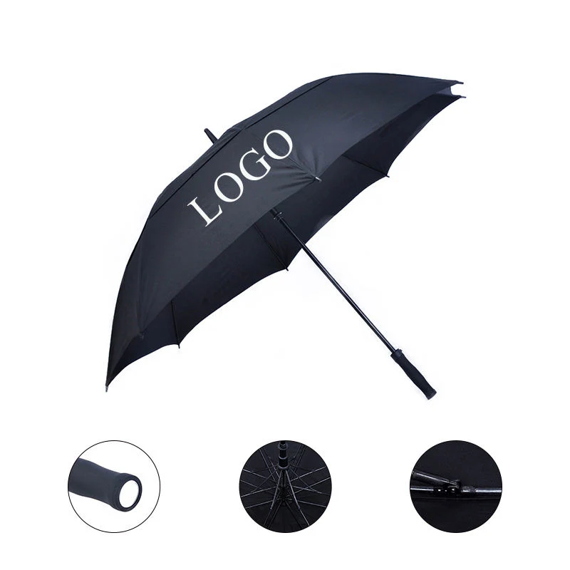 Ventilation Wind Resistant Golf Umbrella with Straight Auto Open and Shoulder Bag