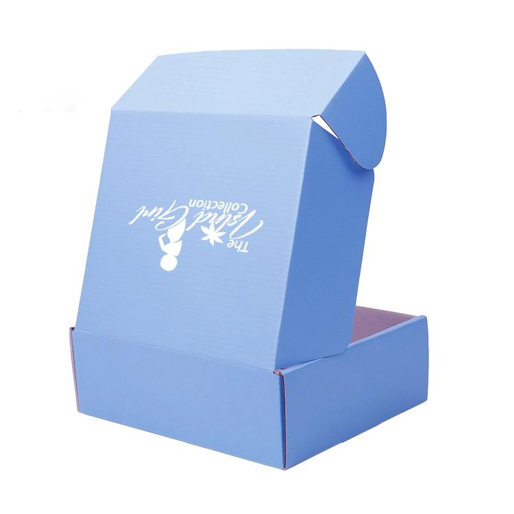 Cajas de correo corrugadas al por mayor Diseño de logotipo personalizado plegado azul Embalaje de la caja para el envío de zapatos Caja