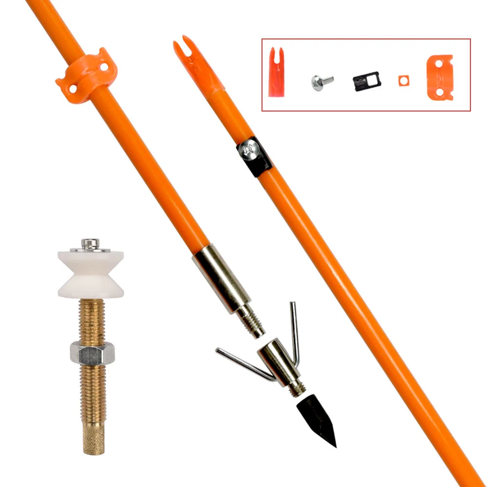 Orange Bow Fishing Arrows Hunting Fish Arrow with Fishing Broadhead Point and Slide Block & Stop Block Without Fletch for Compound Bow, Recurve Bow and Crossbow