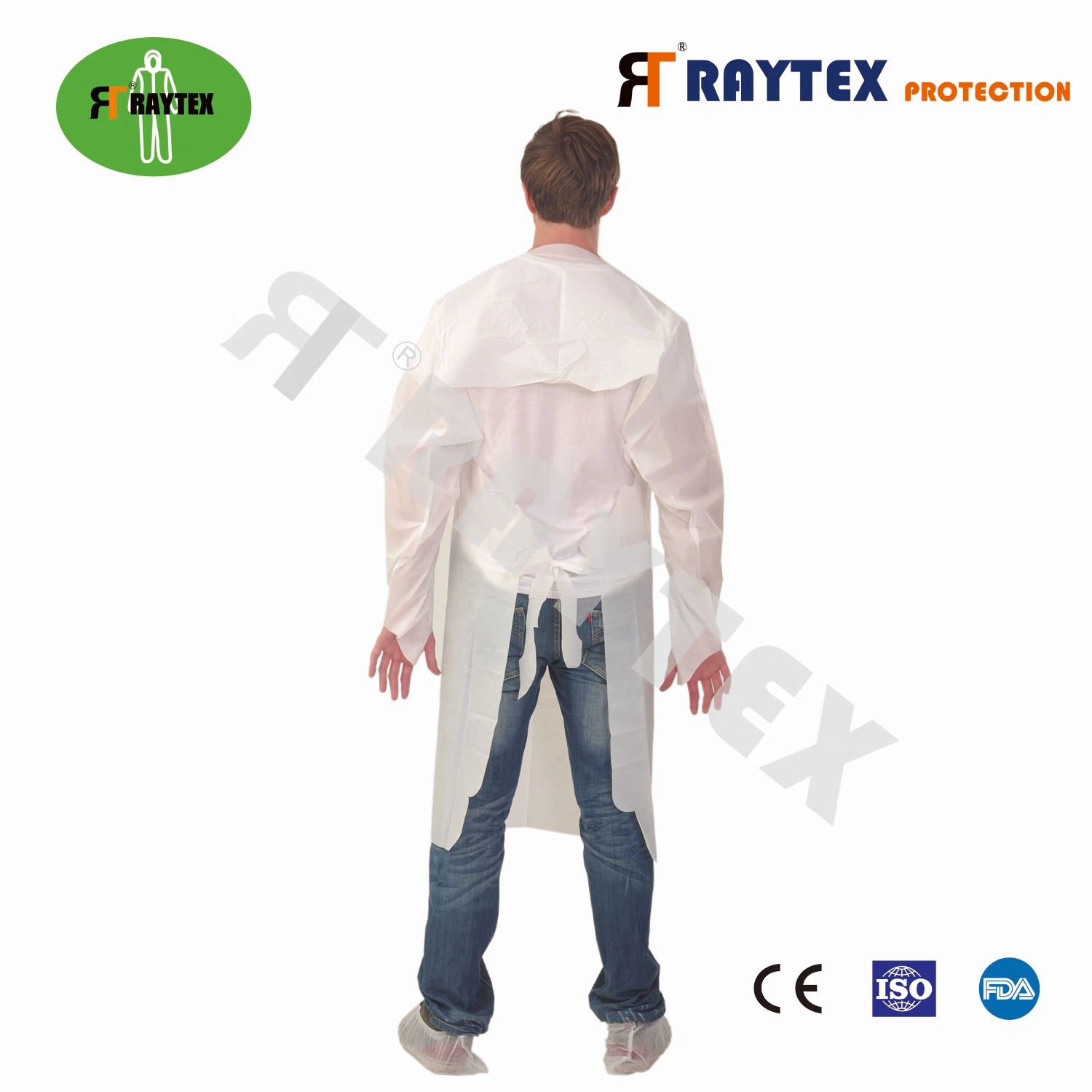 Waterproof Heat Sealed Disposable SMS Nonwoven Isolation Gown with Knitted/Elastic Cuffs