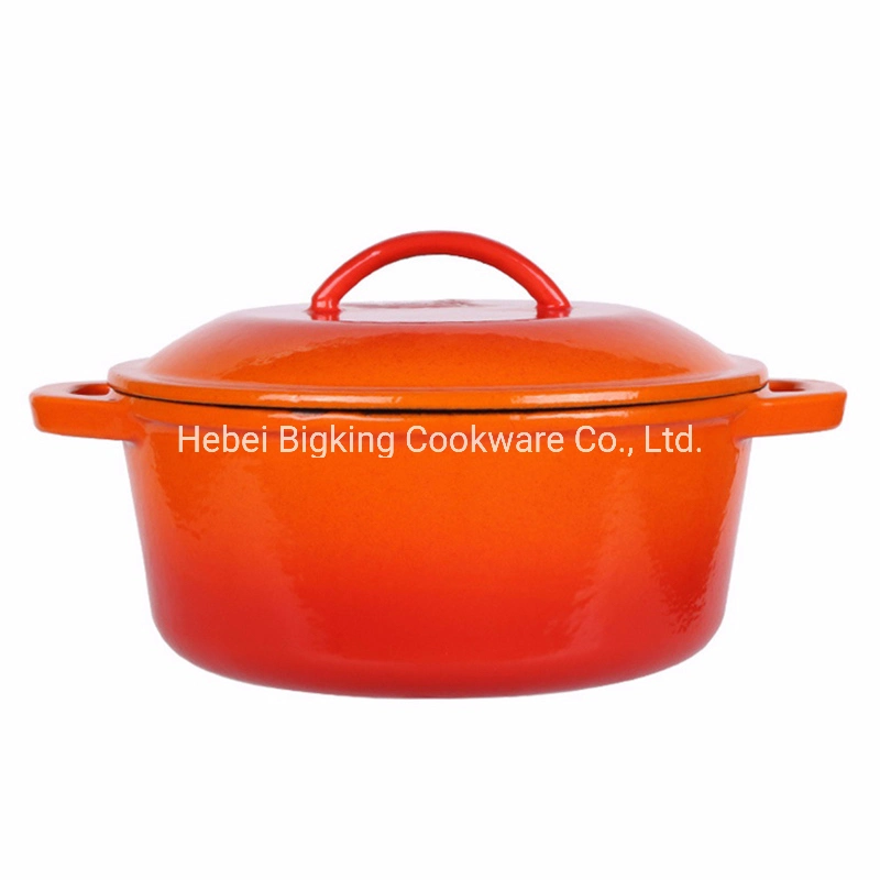 Two Ears Chinese Red Elegant Cast Iron Casserole Dutch Oven Homecooking Kitchen Cookware Set