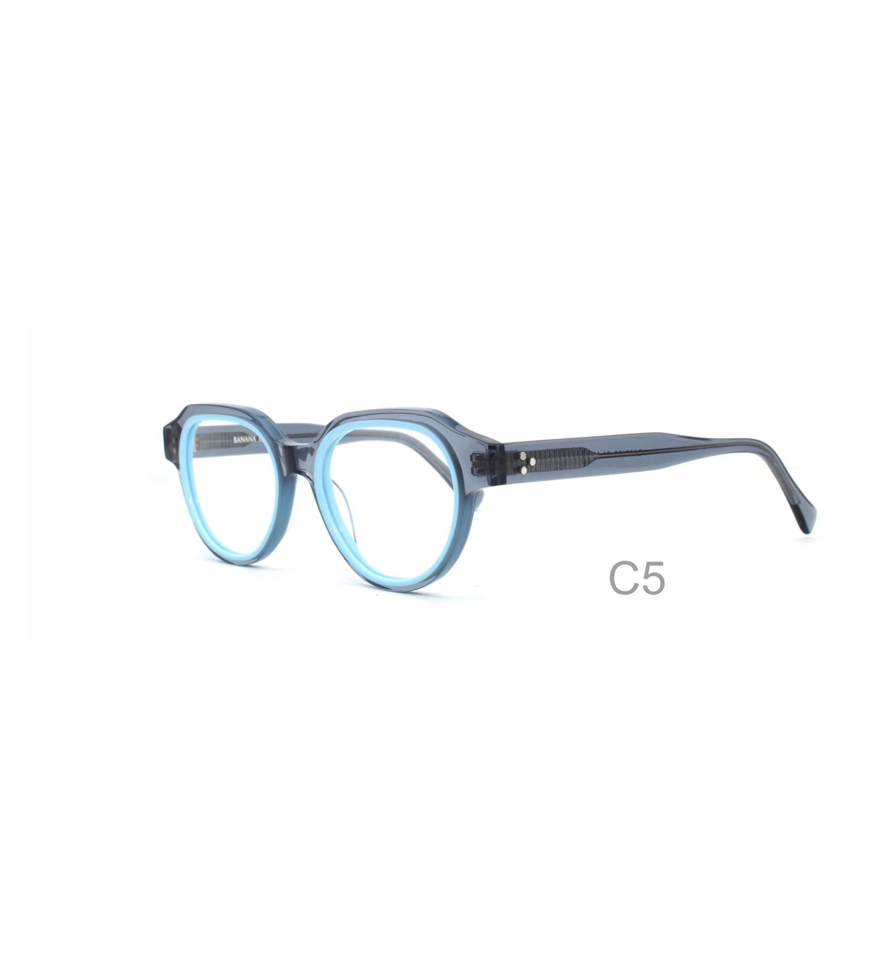 Unisex redondo Vintage Lamination Acetate Eyeglasses Marcos