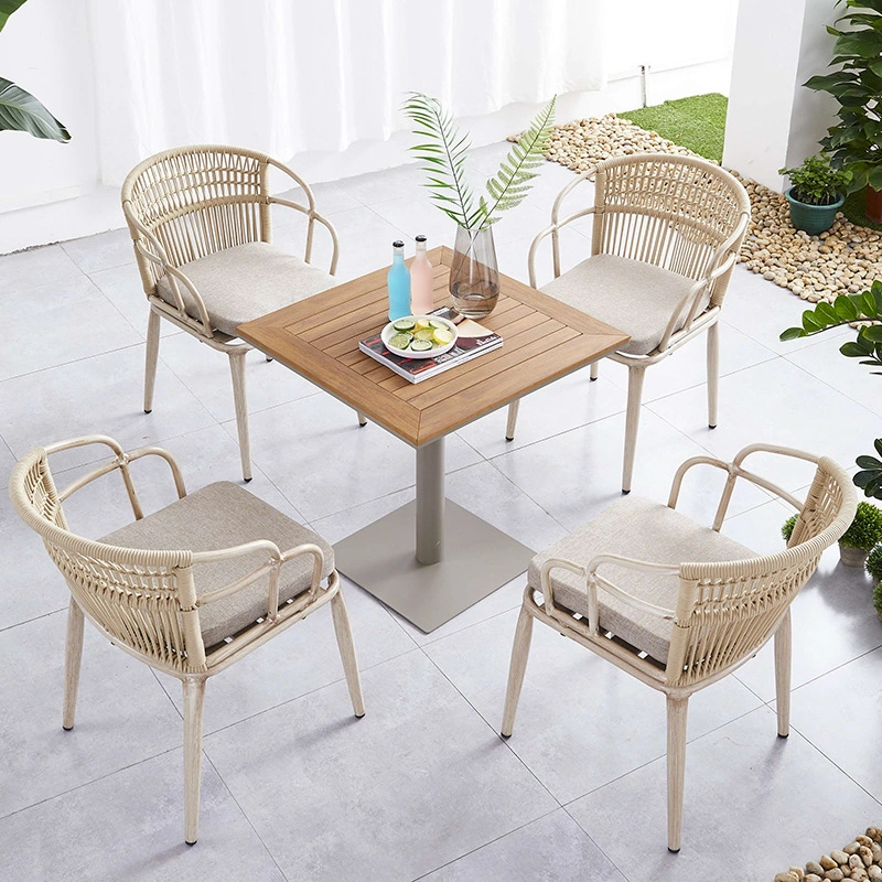 Rectangle Aluminum Dinner Dining Table and Chair Outdoor Wood Furniture for Restaurant