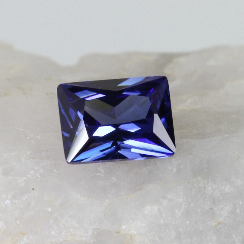 Brilliant Cut Wholesale Price CZ Stone Rectangle Cubic Zirconia Tanzanite Color Cubic Zirconia Stone