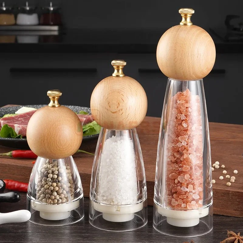 Aazon Hot Selling Factory Manufactured Wholesale/Supplier Acrylic Glass Hand Salt and Spice Mill Set Pepper Grinder