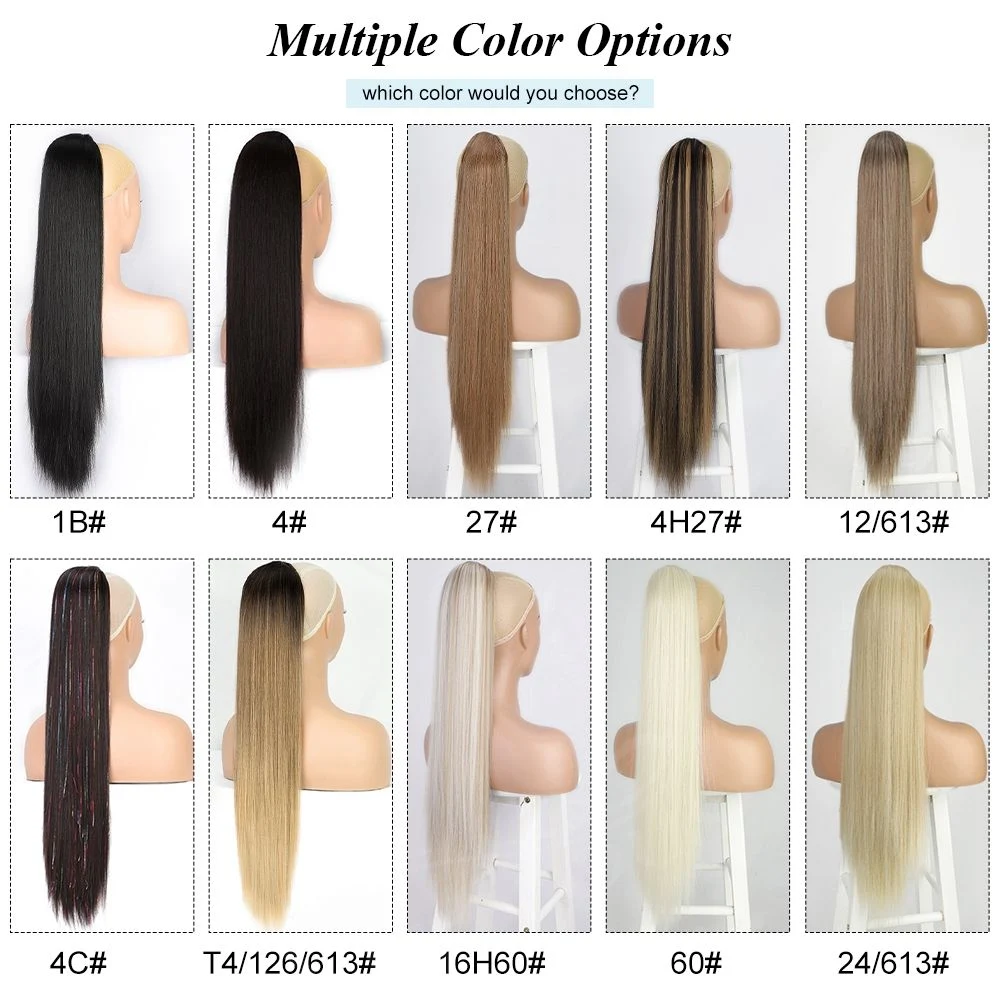 Highlight Blonde Long Straight Synthetic Drawstring Ponytail Hair Extensions Hairpiece