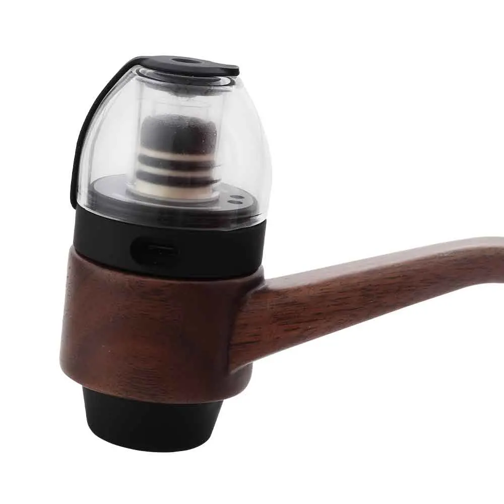 Puffco Style Glass Wooden Doob Tobacco Smoking Pipes Smooth Surface Lithium Portable Hand Pipe with C-Annabis Oil M-Arijuana