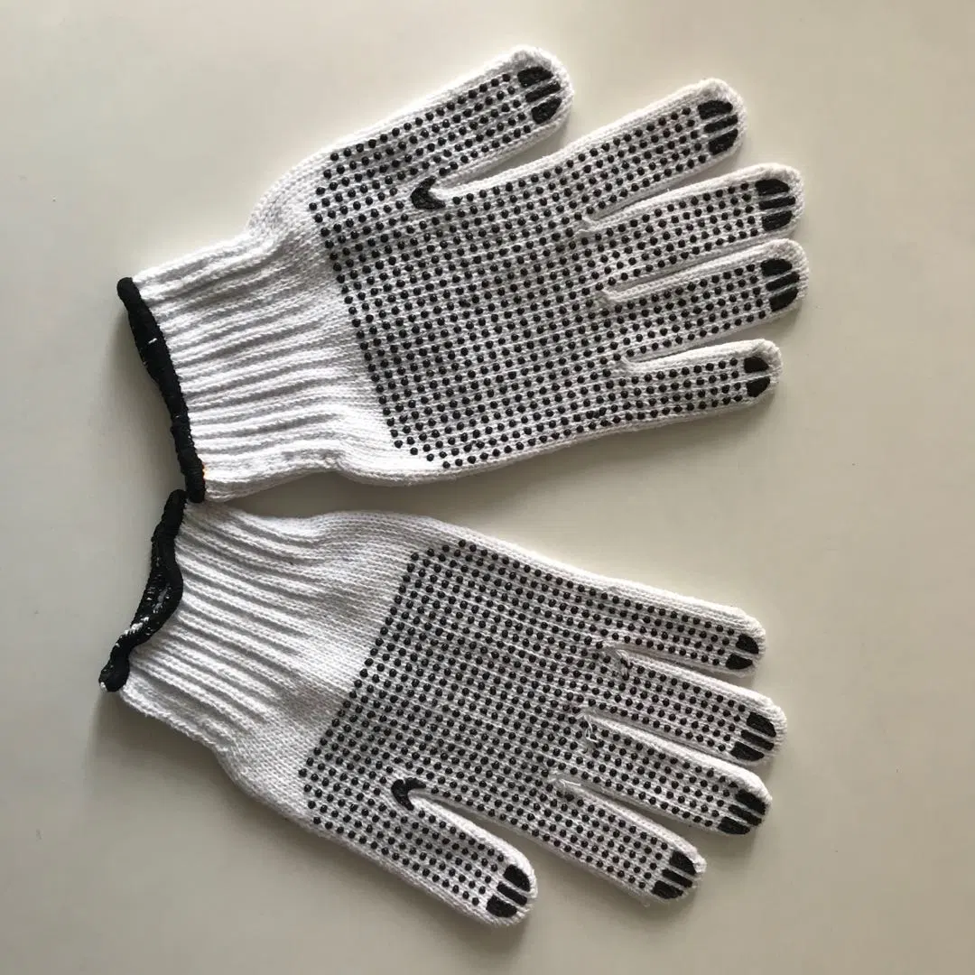 Natural Cotton/Polyester String Knit. 4thread Gloves CE Quality (SJIE1005)