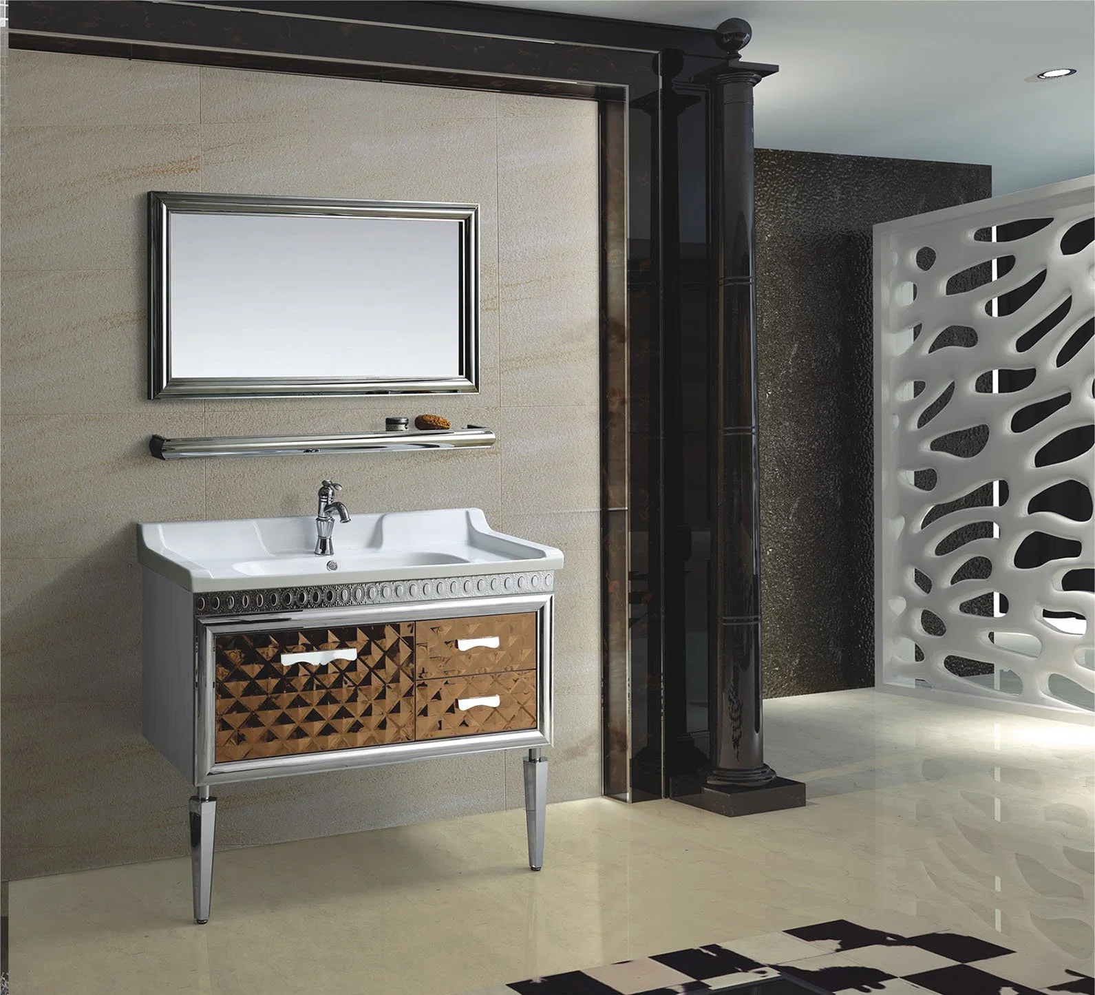 Middle East salle de bains en acier inoxydable de petite taille cabinet noir