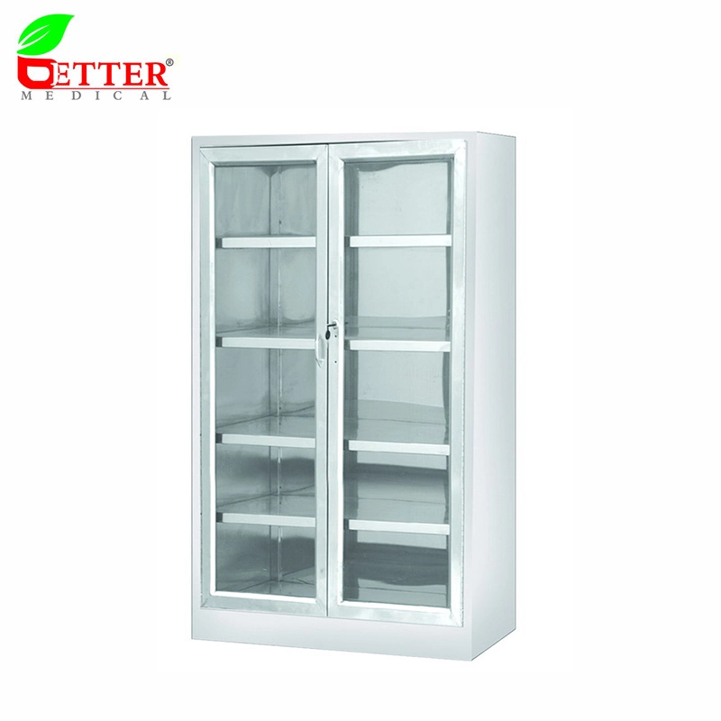 Medical Products Hospital Stainless Steel Instrument Cabinet with Glass Doors