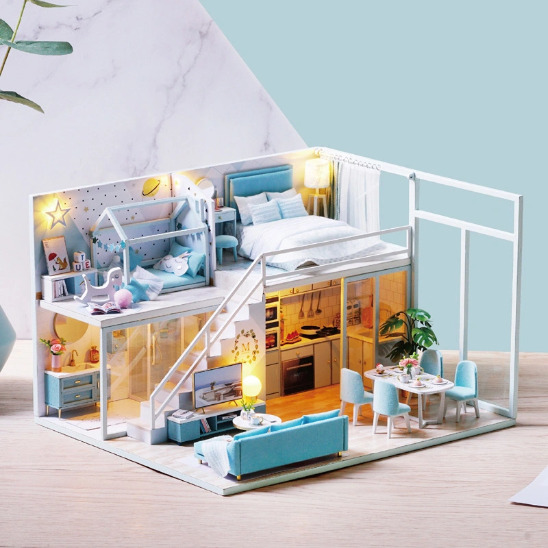 DIY 3D Model Wooden Miniature Assemble for Kid Toy Dollhouse