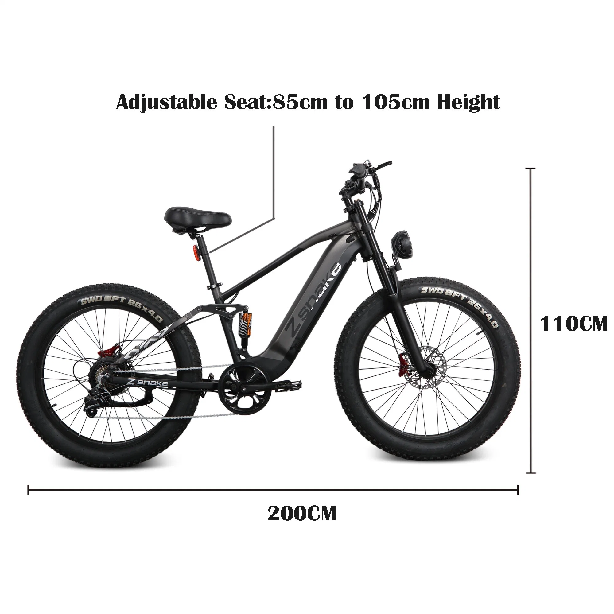 Zsnake 750W bicicleta eléctrica para adultos 30 Mph Electric Mountain Ebike com 48V 20A remoção da bateria de lítio 26 Polegadas Estrada Gordura Pneus de vácuo e display LED