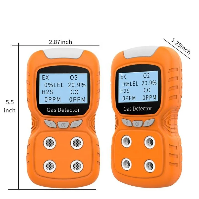 شاشة عرض LCD 4 في 1 قابلة للنقل ومتعددة الاستخدامات من نوع H2S/O2/Co/ Ex جهاز الكشف عن الغاز