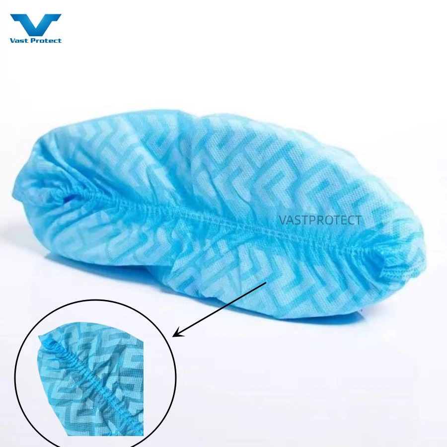 Original Factory Disposable PP 10-30g Elastic Blue Anti-Slip Printed Shoe Cover