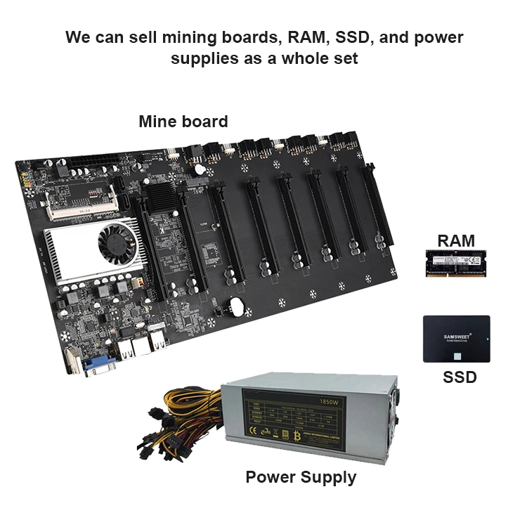 Factory Price 8GPU Gaming Desktop Comptuer Motherboard Whole Set with Power 2000W Intel CPU 1037 Mainboard