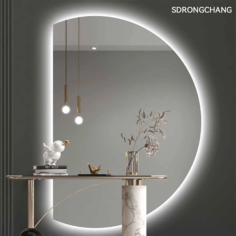 Design moderne forme irrégulière demi-lune rétroéclairage LED avant Miroir