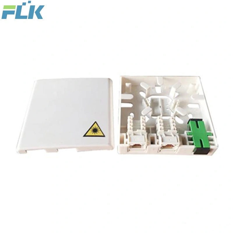 FTTH Cheap Optica Fiber 1 Outlet and 2* RJ45 Access Terminal Box Patch Panel Outle Terminal Box Flk-FWT-301b