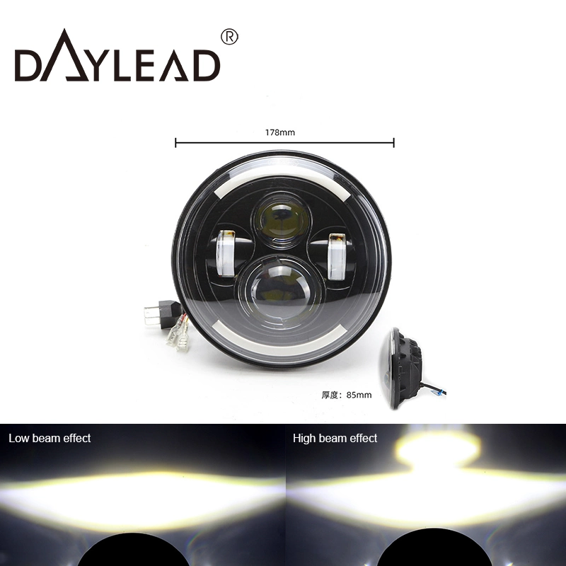 7 Inch Round Car H4 LED Headlamp High Low Beam Angel Eyes DRL Spot Light